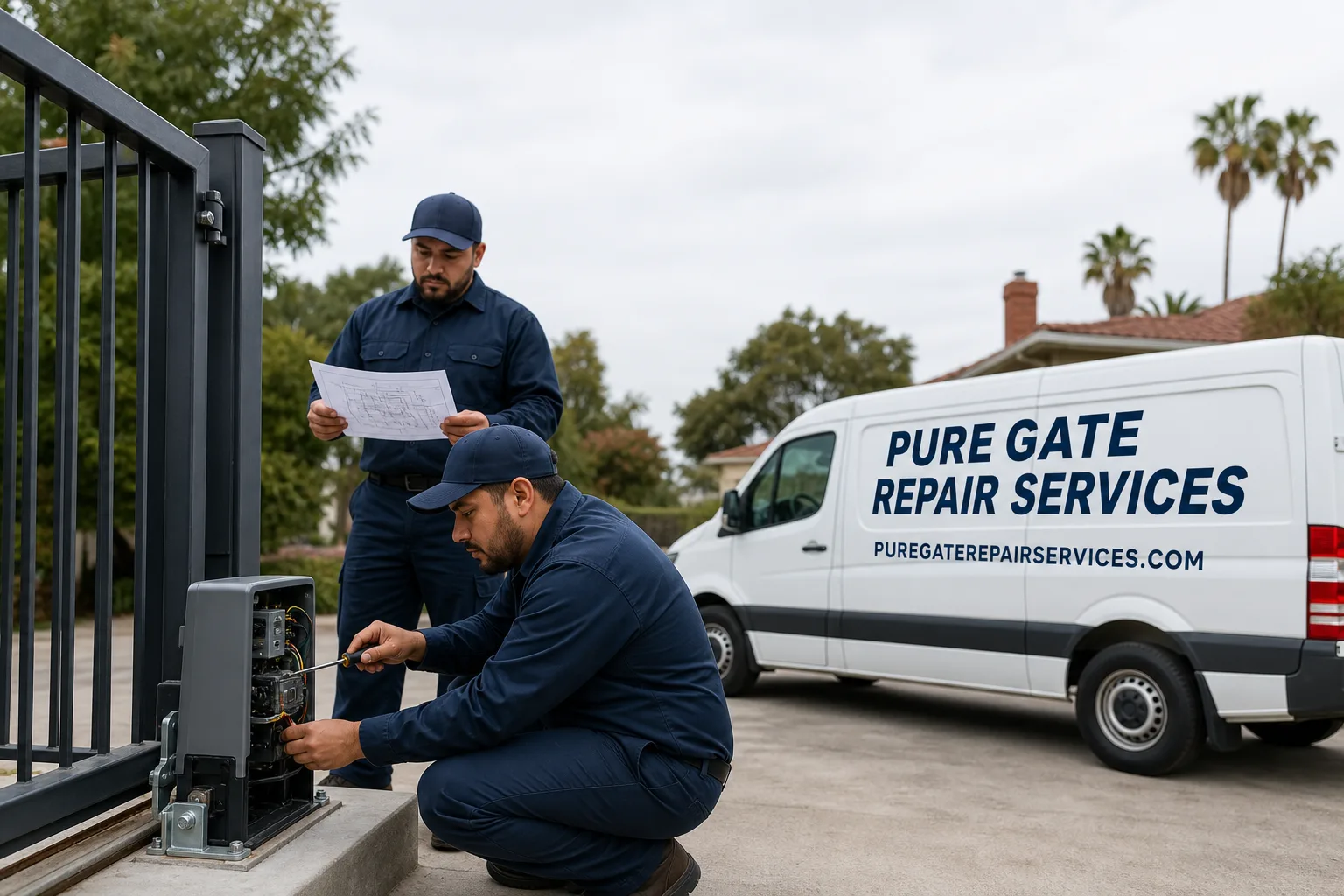 Pure Gate Repair Services service vehicle and crew in West Hollywood, CA